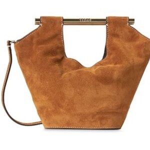 Staud Mar Leather Suede Bucket Bag in tan $500